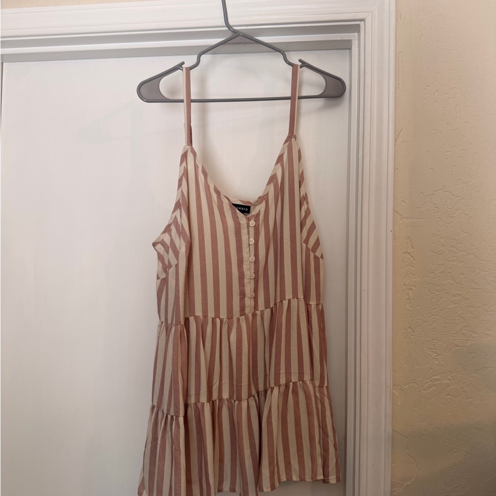 torrid Cream and Blush Striped Button-Front Sundress